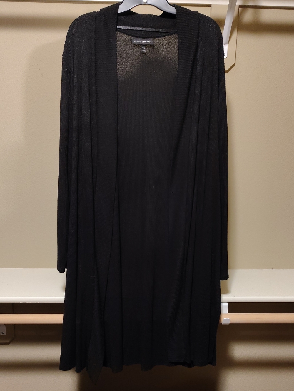Lane Bryant Black Ribbed Open-Front Cardigan